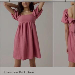 Linen Bow Back Dress in Rose Pink Youth Medium Brand: Hello Franki/ Francesca’s